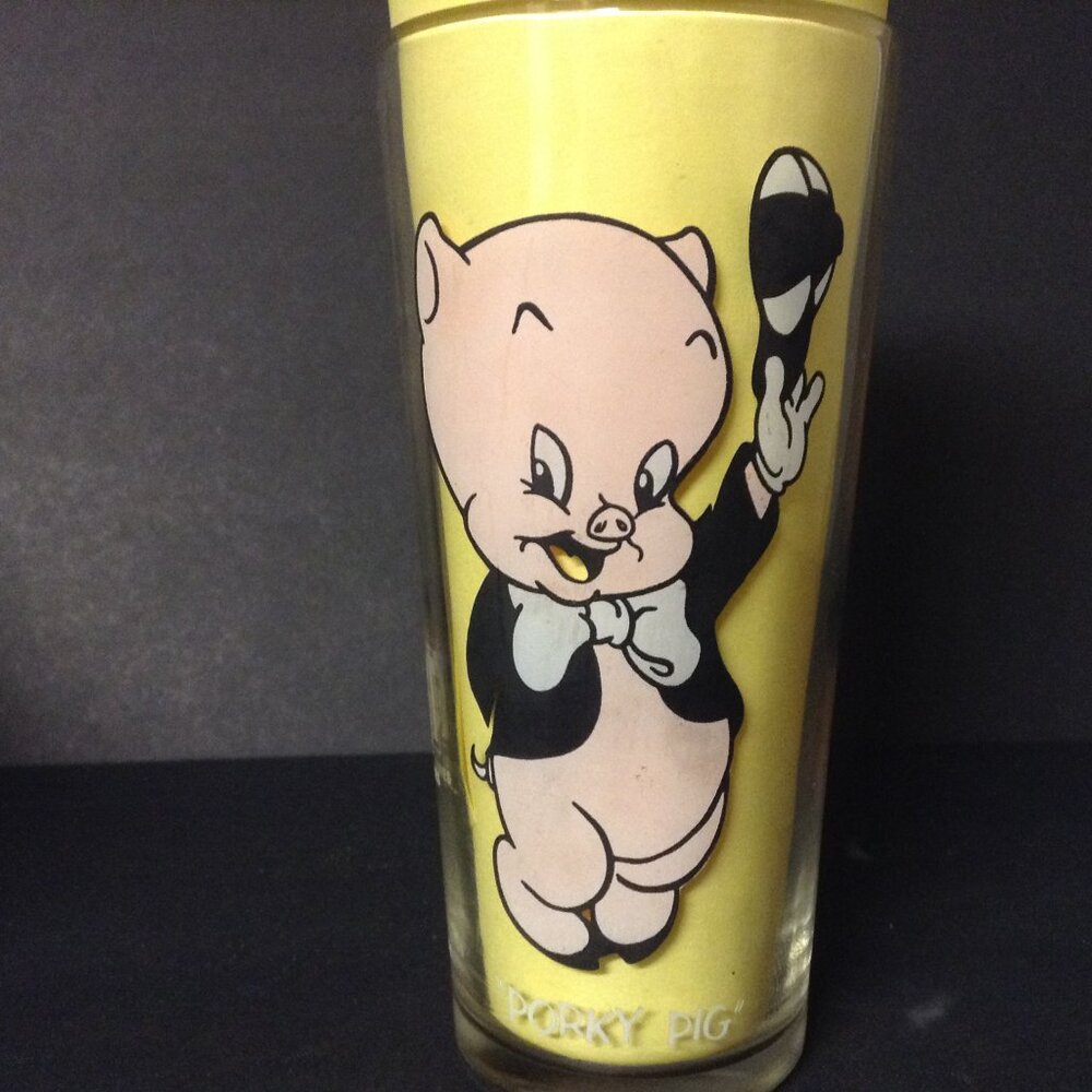 Vintage 1973 PORKY PIG Pepsi Glass Collector Series Warner Bros Looney Tunes